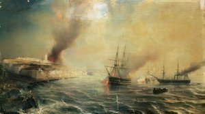 販売の砲撃、1851年11月26日、1855 作： Jean Antoine Theodore Gudin